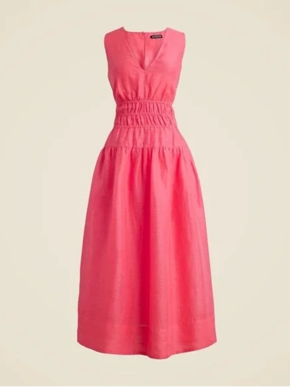 J. Crew Coral Pink Smocked Waist Midi Dress - Size M - NWT